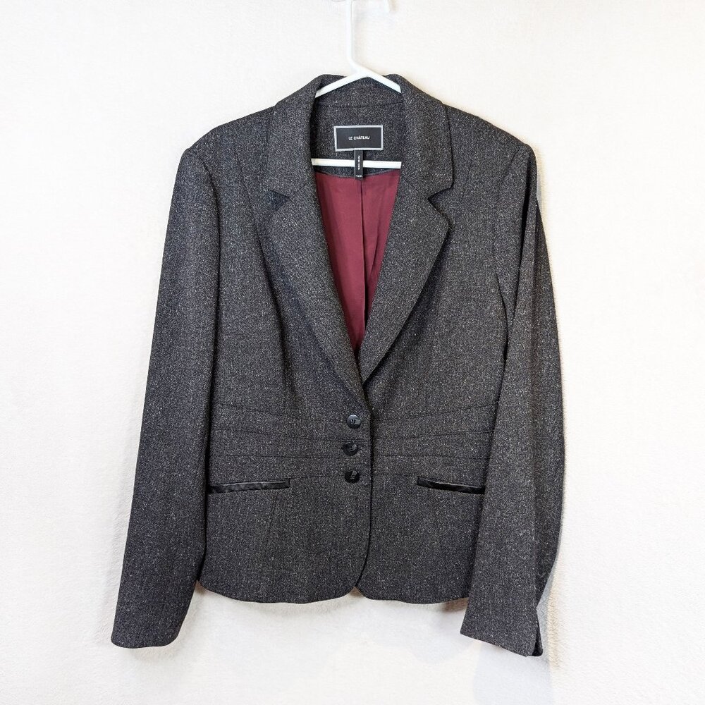 Le Chateau Jacket Fitted Suit Blazer Women's Size XL Dark Brown